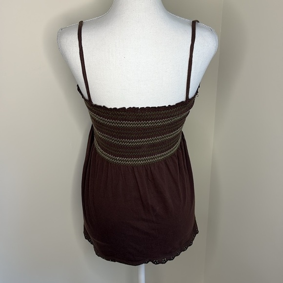 Duck Head Brown and Olive Camisole Top with Elastic Bodice. Small - Picture 3 of 10